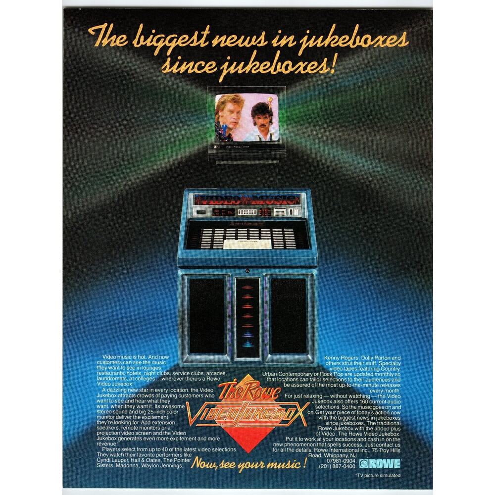 1980s Rowe Video Jukebox Vintage Advertising Flyer USA